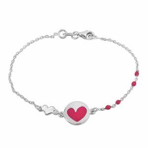 Sterling Silver Pink Heart bracelet